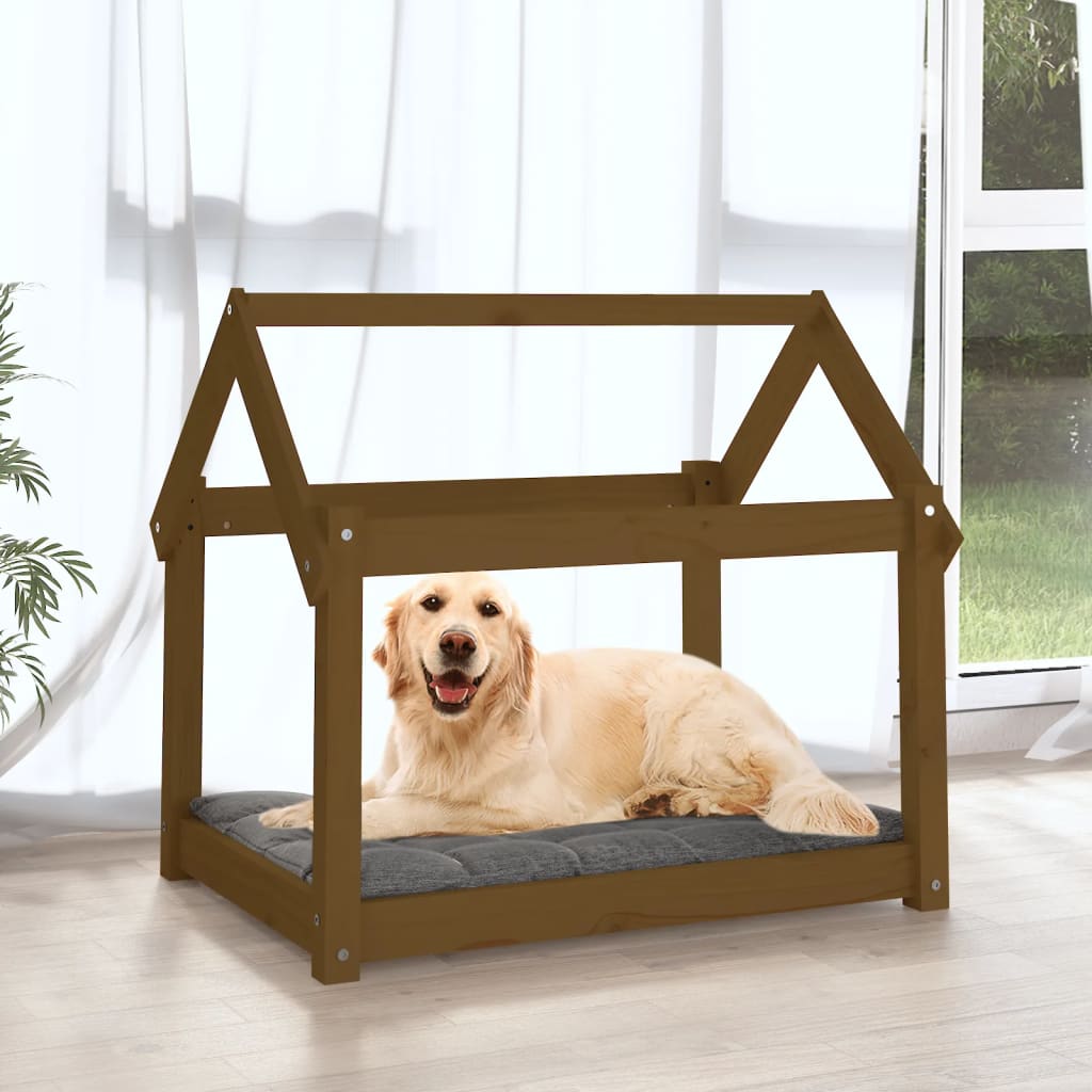 Krevet za pse smeđa boja meda 81x60x70 cm od masivne borovine