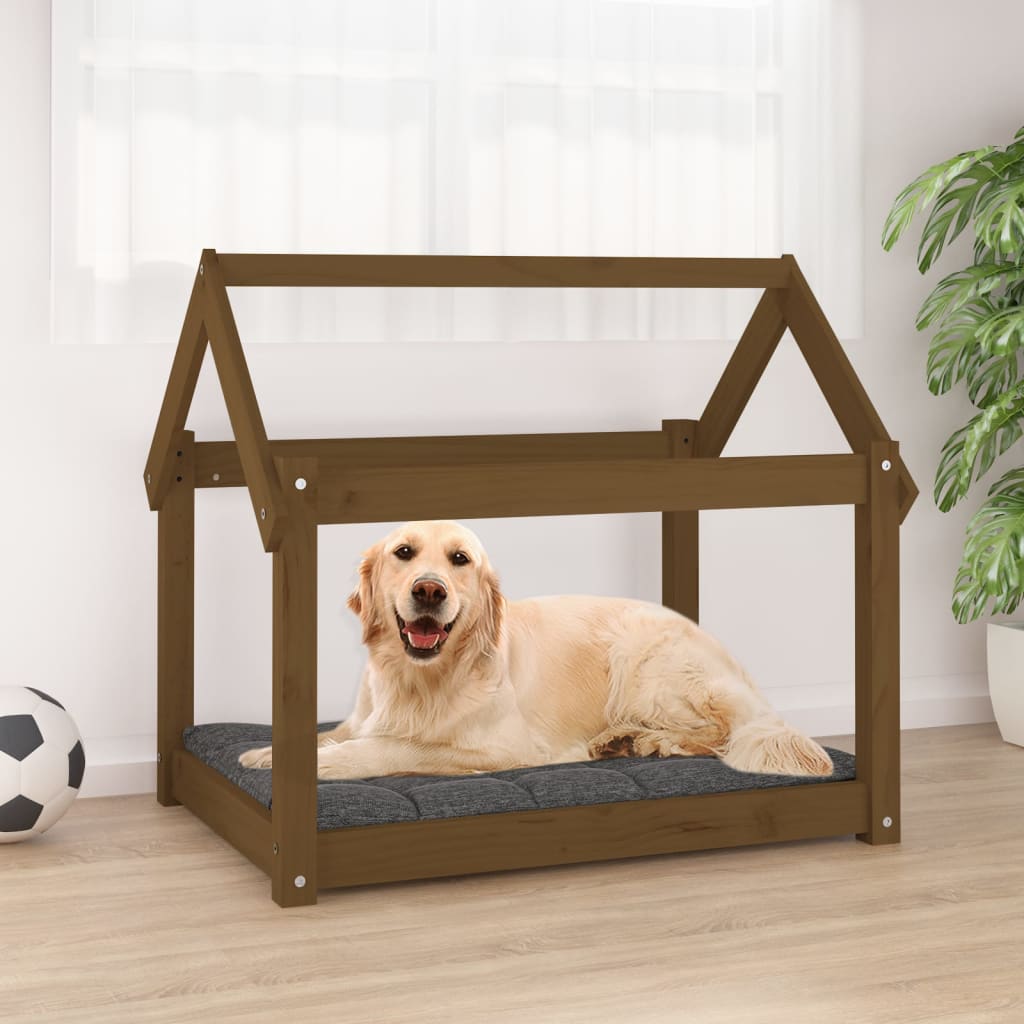 Krevet za pse smeđa boja meda 81x60x70 cm od masivne borovine
