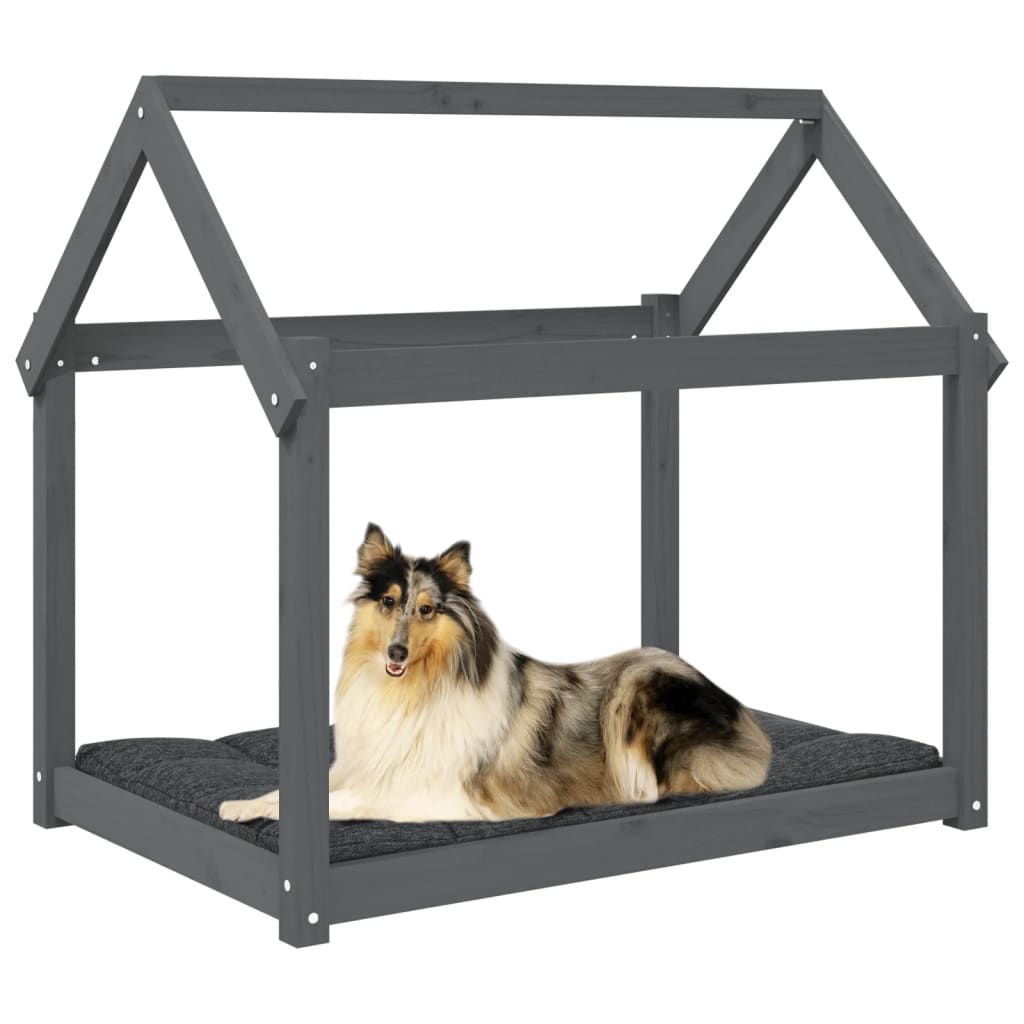 Krevet za pse sivi 101x70x90 cm od masivne borovine