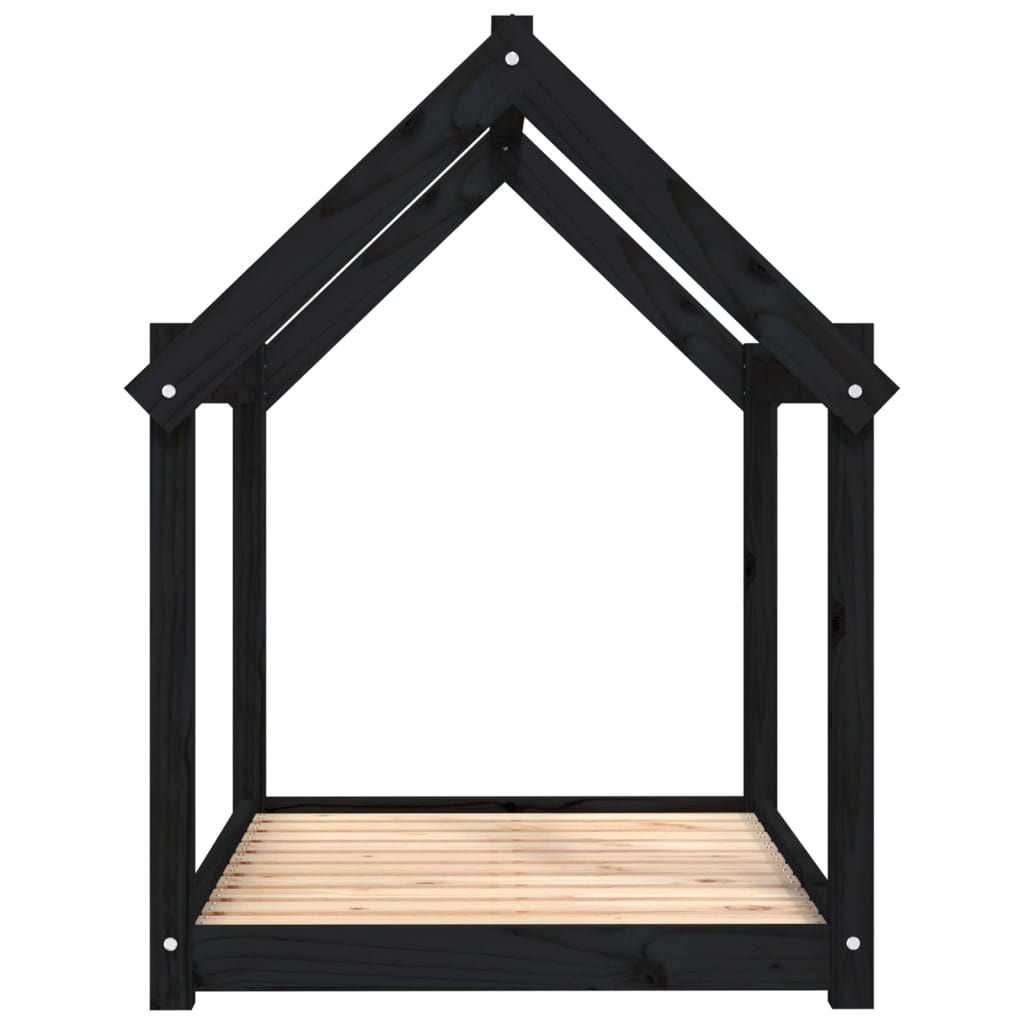 Krevet za pse crni 101x70x90 cm od masivne borovine