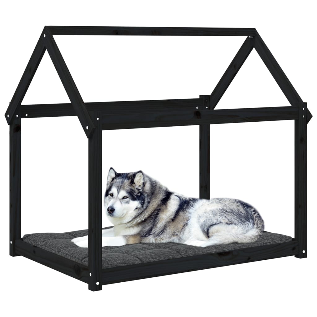 Krevet za pse crni 111x80x100 cm od masivne borovine