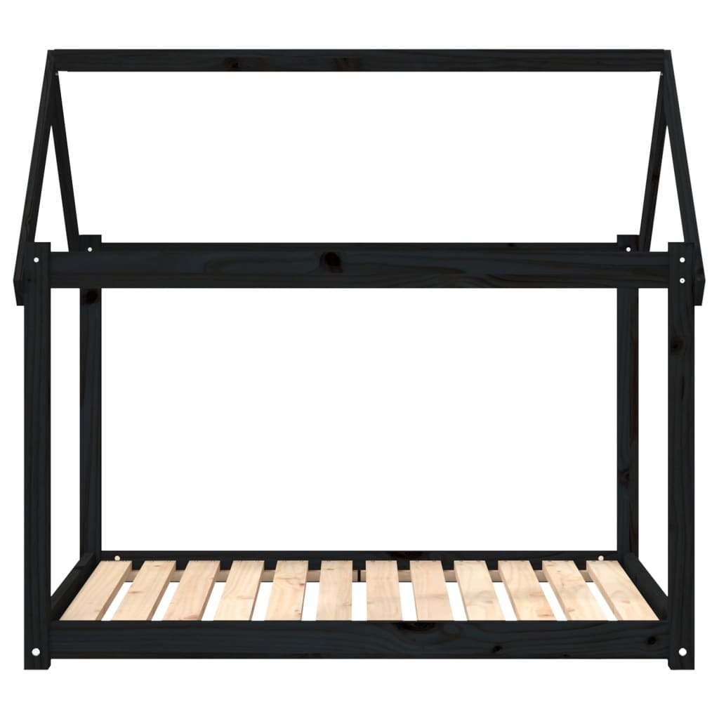 Krevet za pse crni 111x80x100 cm od masivne borovine