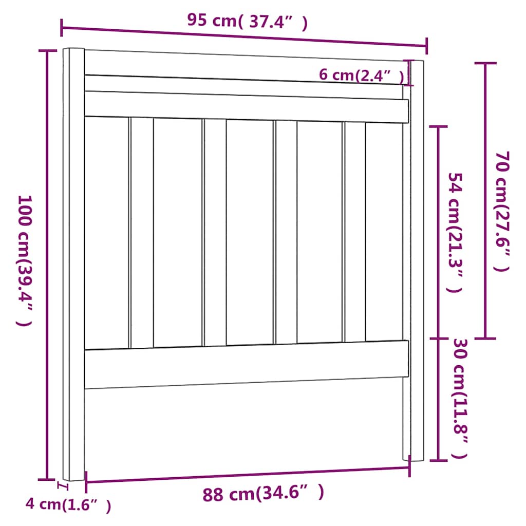 Uzglavlje za krevet 95 x 4 x 100 cm od masivne borovine