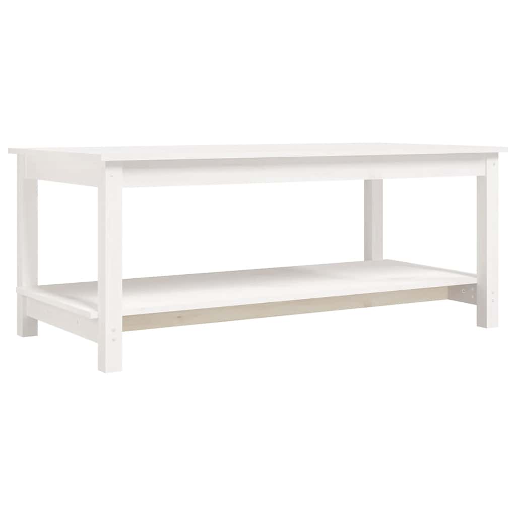 Stolić za kavu bijeli 110 x 55 x 45 cm od masivne borovine