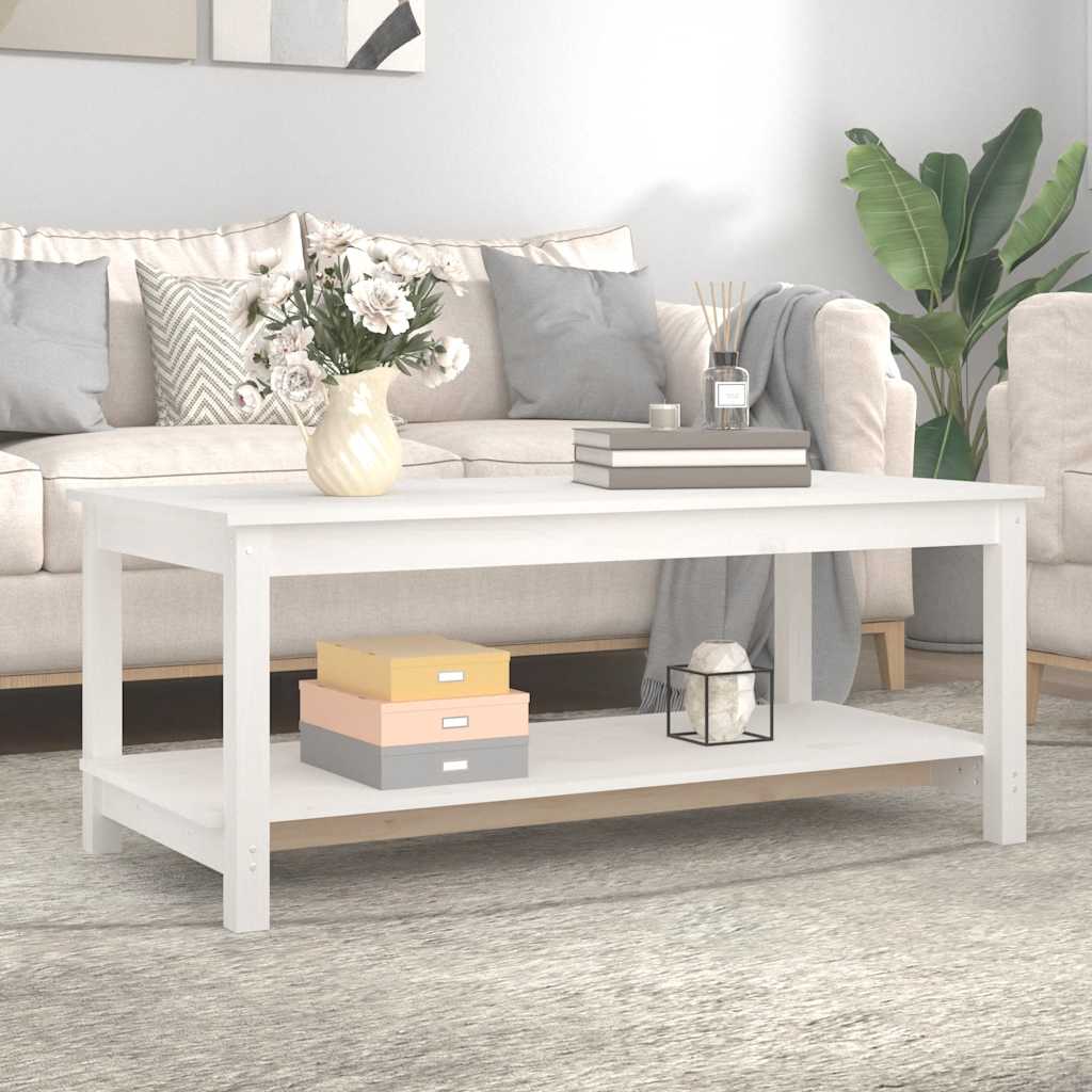 Stolić za kavu bijeli 110 x 55 x 45 cm od masivne borovine
