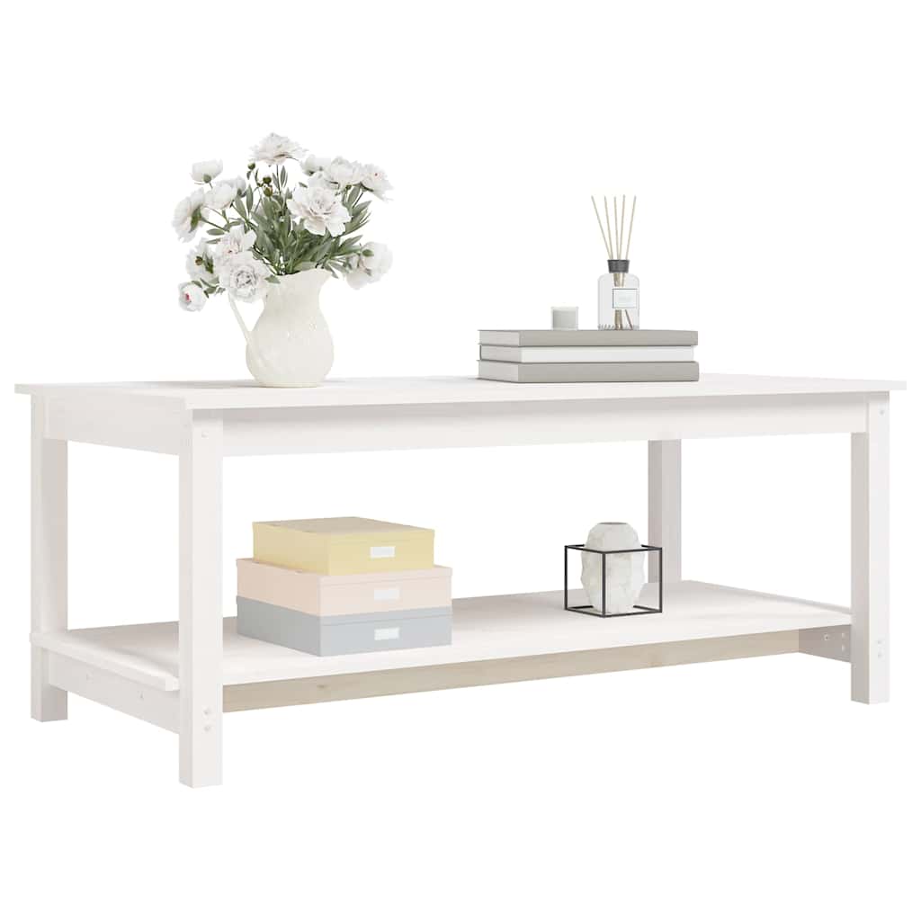 Stolić za kavu bijeli 110 x 55 x 45 cm od masivne borovine