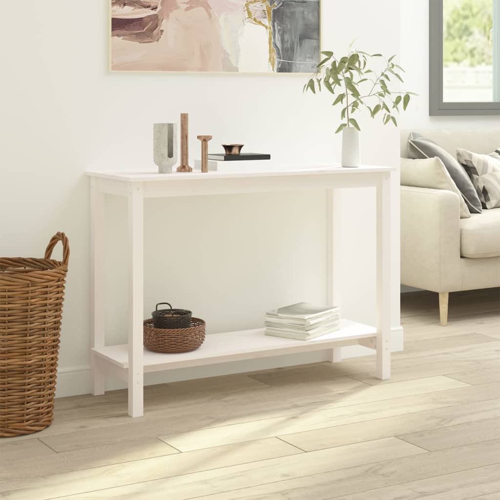 Konzolni stol bijeli 110 x 40 x 80 cm od masivne borovine