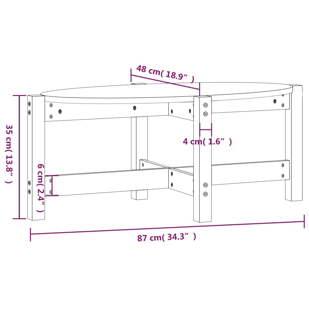 Stolić za kavu crni 87 x 48 x 35 cm od masivne borovine