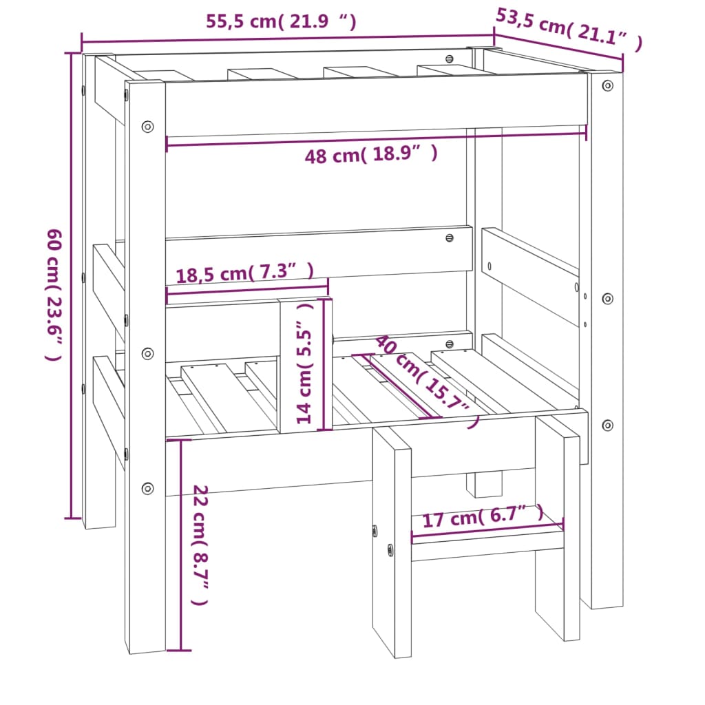 Krevet za pse bijeli 55,5x53,5x60 cm od masivne borovine