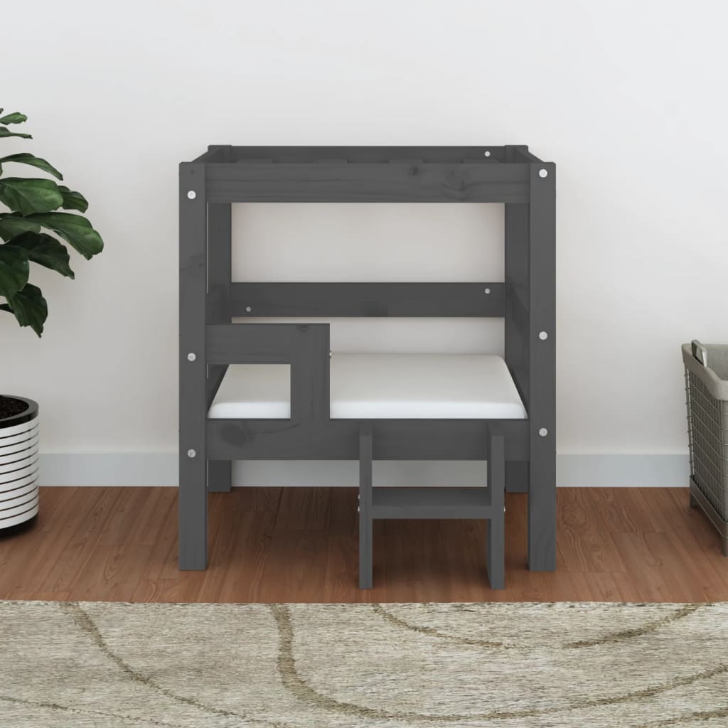 Krevet za pse sivi 55,5x53,5x60 cm od masivne borovine