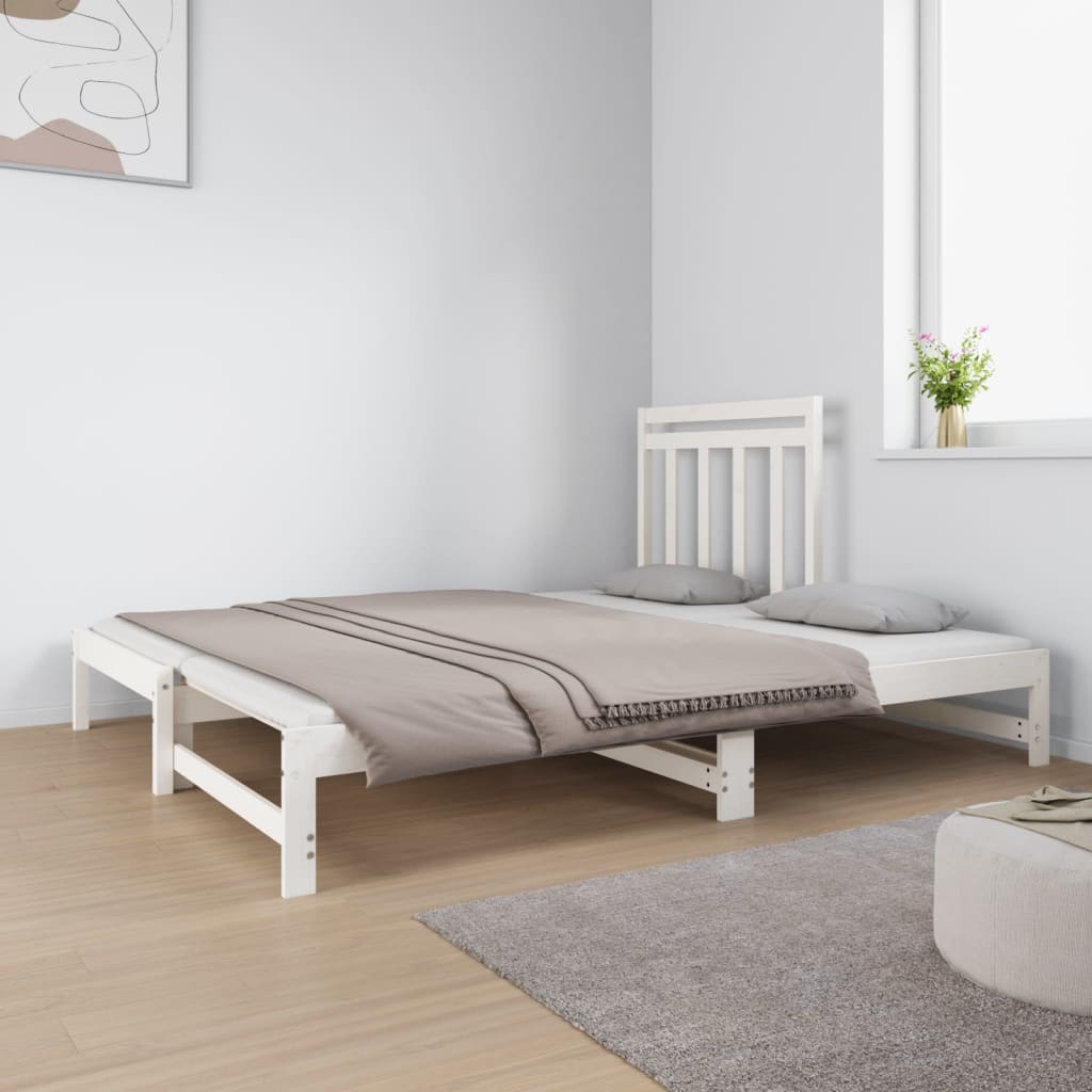 Dnevni ležaj na izvlačenje bijeli 2x(90x190)cm masivna borovina