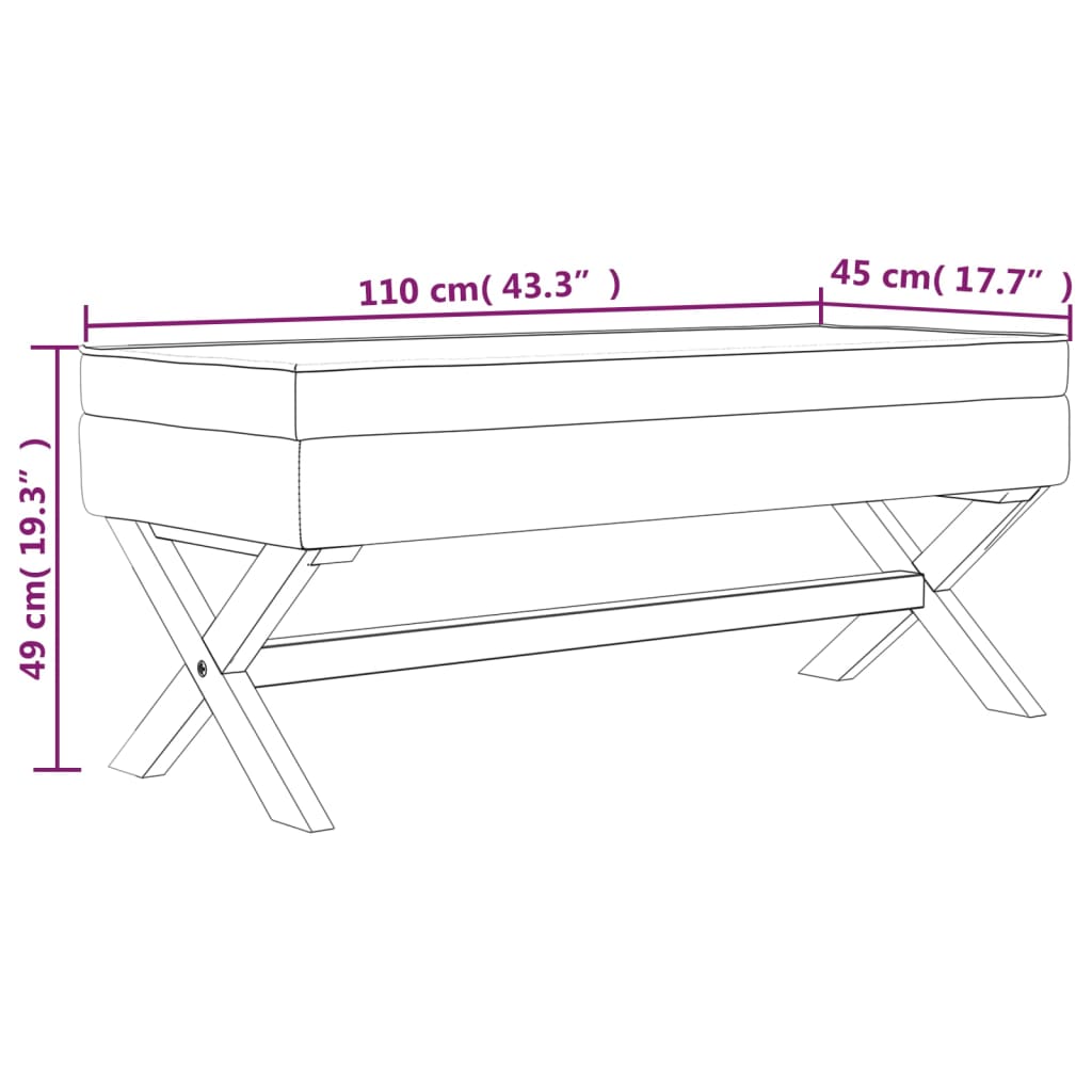 Tabure za pohranu svjetlosivi 110 x 45 x 49 cm baršunasti