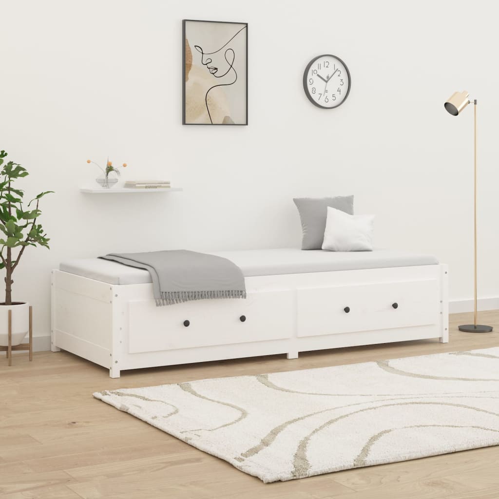 Dnevni krevet bez madraca bijeli 90 x 200 cm masivna borovina