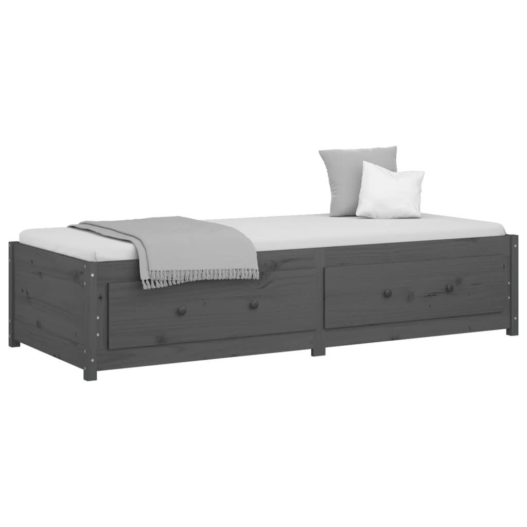 Dnevni ležaj sivi 90 x 200 cm od masivne borovine