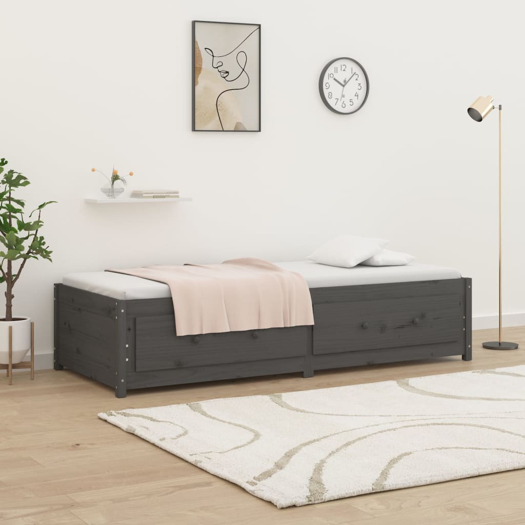 Dnevni ležaj sivi 90 x 200 cm od masivne borovine