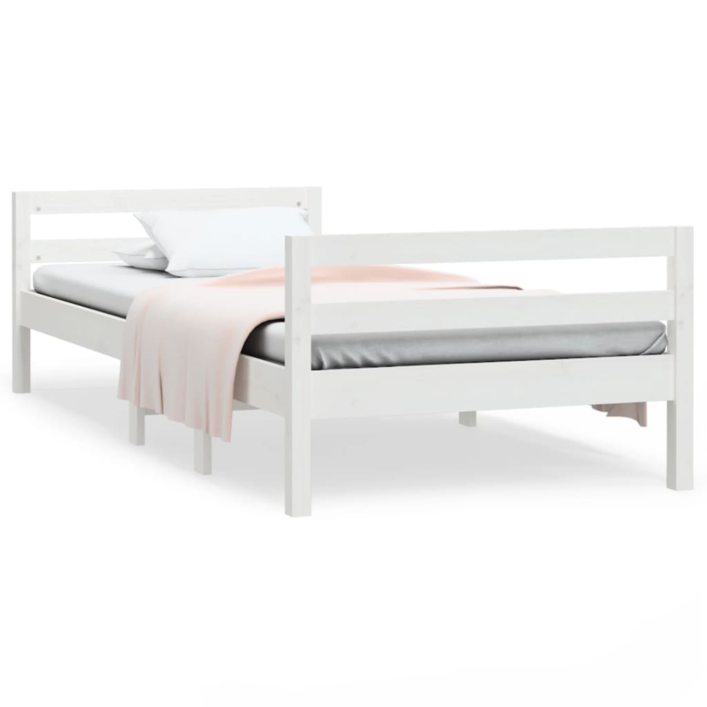 Okvir kreveta bez madraca bijeli 90 x 190 cm masivna borovina