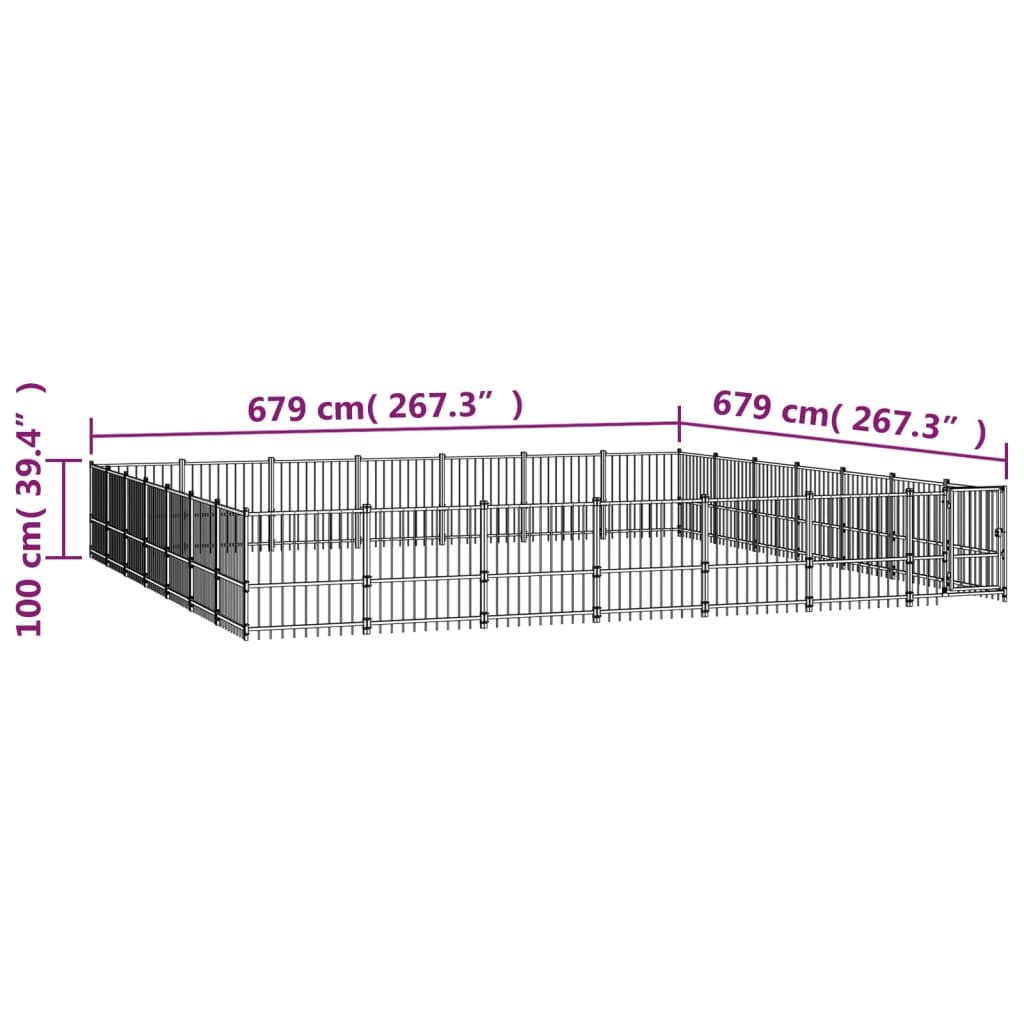 Vanjski kavez za pse čelični 46,1 m²