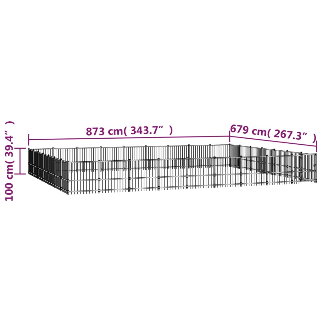 Vanjski kavez za pse čelični 59,28 m²