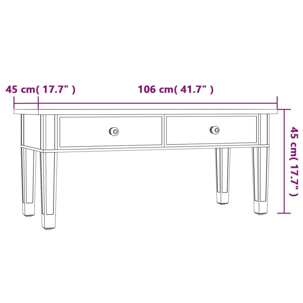Zrcalni stolić za kavu 106x45x45 cm konstruirano drvo i staklo