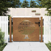 Vrtna vrata 100x100 cm Corten čelik Dizajn stabla