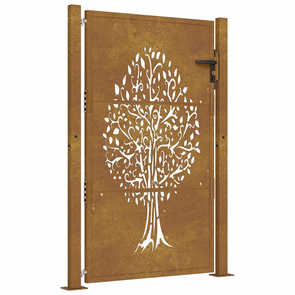 Vrtna vrata 100x125 cm Corten čelik Dizajn stabla