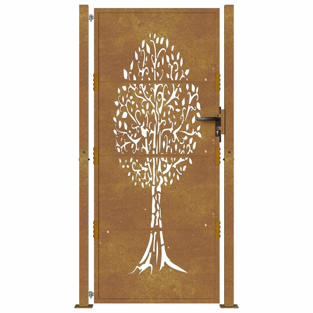 Vrtna vrata 100x200 cm Corten čelik Dizajn stabla