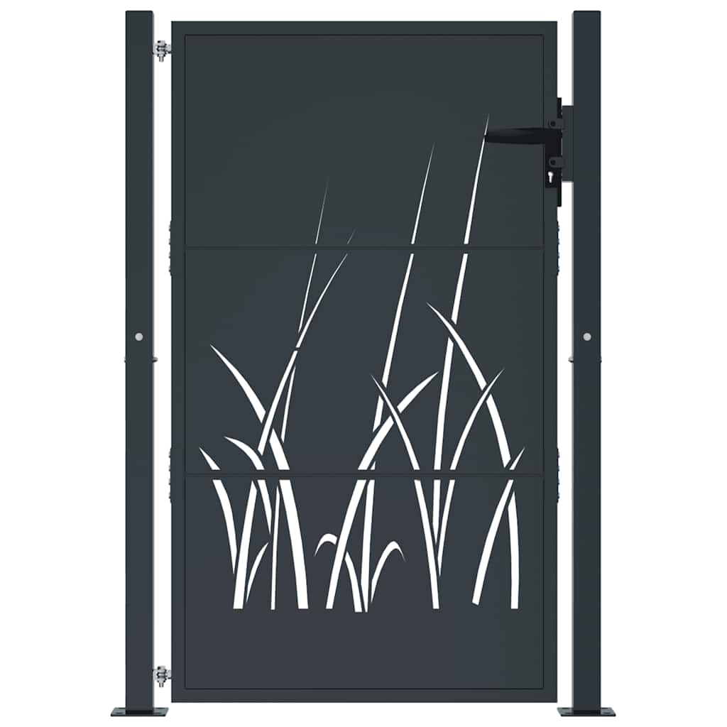 Vrtna vrata antracit 100x125 cm dizajn s čeličnim travom