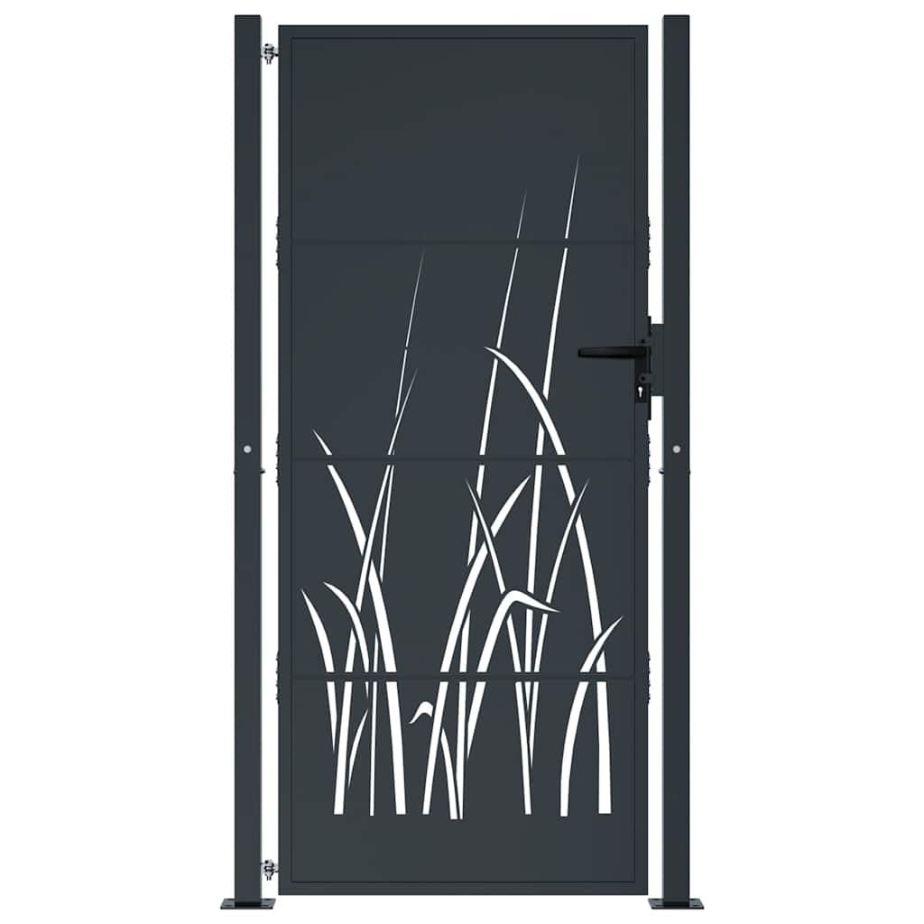 Vrtna vrata antracit 100x175 cm dizajn s čeličnim travom