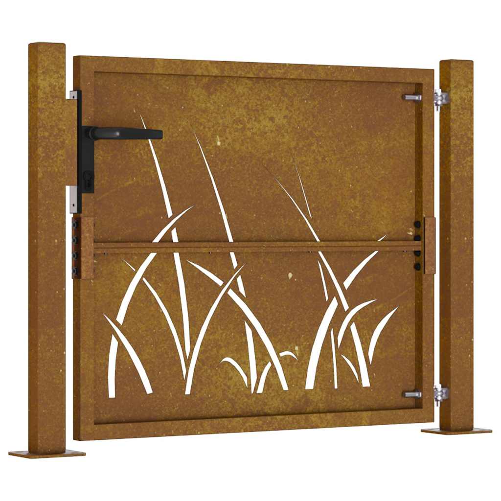 Vrtna vrata 100x75 cm Corten čelik dizajn s travom