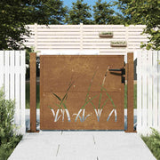 Vrtna vrata 100x75 cm Corten čelik dizajn s travom