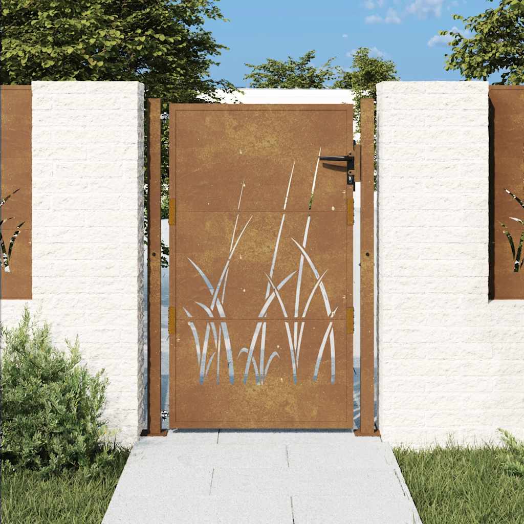 Vrtna vrata 100x150 cm Corten čelik dizajn trave
