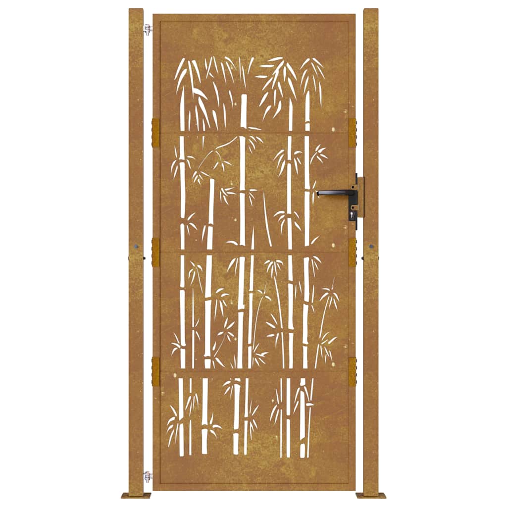 Vrtna vrata 100x200 cm Corten čelik dizajn od bambusa