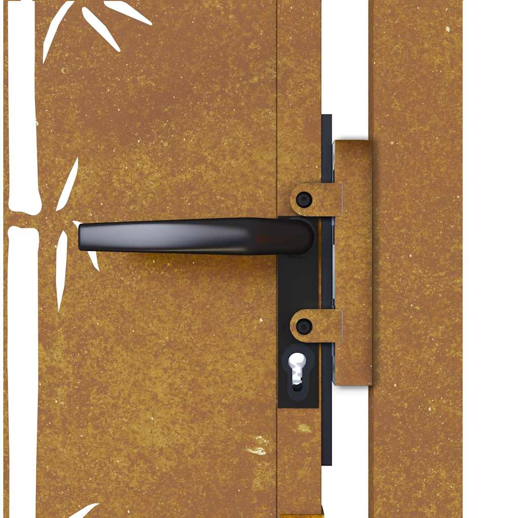 Vrtna vrata 100x200 cm Corten čelik dizajn od bambusa