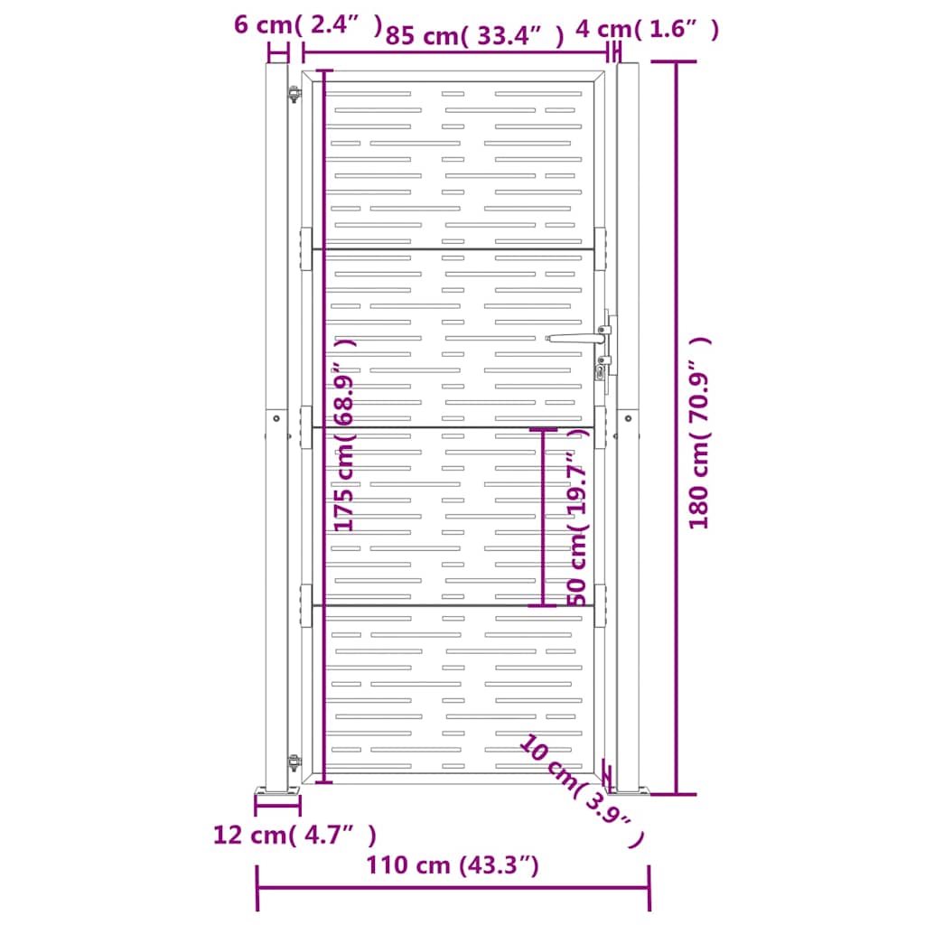 Vrtna vrata antracit boje 100x175 cm čelična kvadratna dizajna