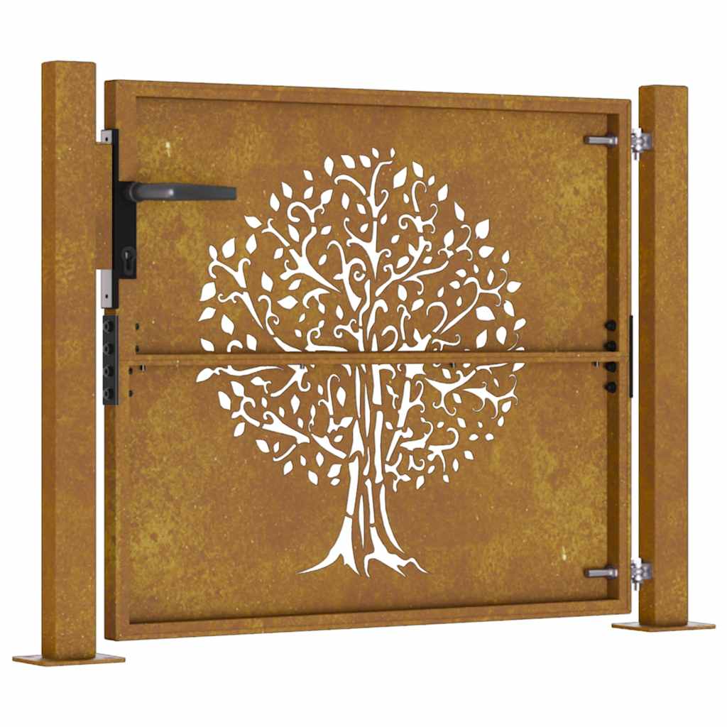 Vrtna vrata 100x100 cm Corten čelik Dizajn stabla
