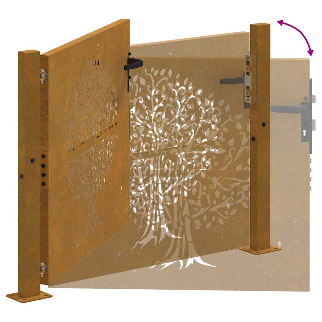 Vrtna vrata 100x100 cm Corten čelik Dizajn stabla