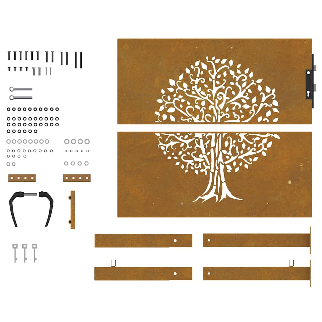 Vrtna vrata 100x100 cm Corten čelik Dizajn stabla