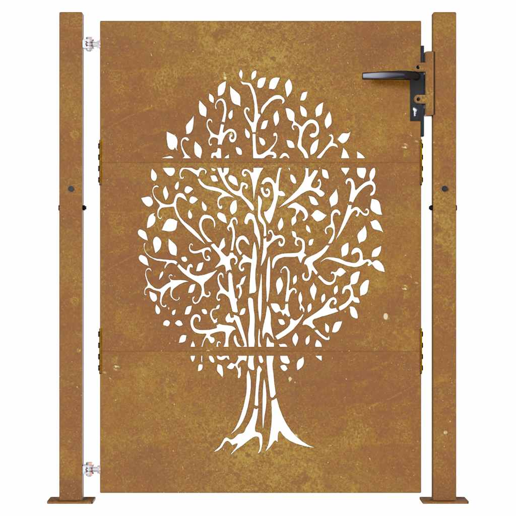 Vrtna vrata 100x150 cm Corten čelik Dizajn stabla