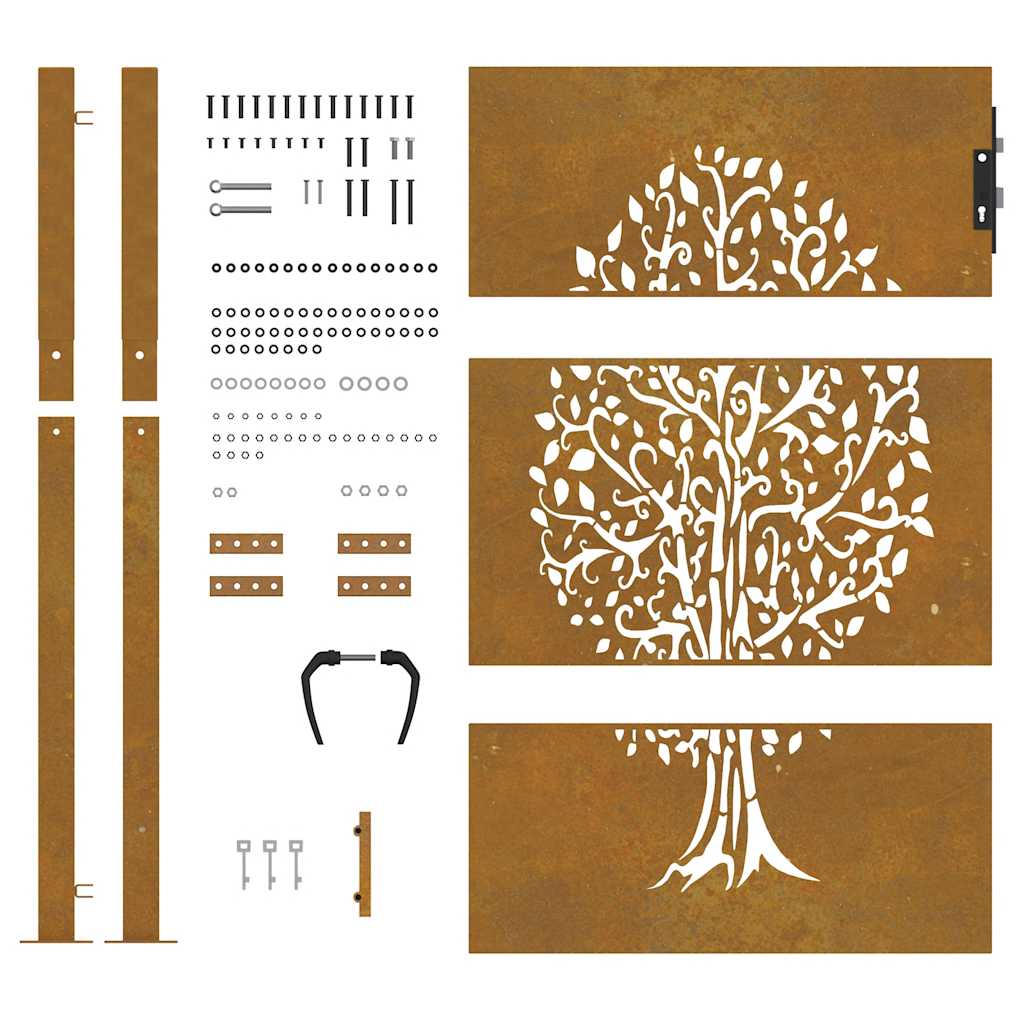 Vrtna vrata 100x150 cm Corten čelik Dizajn stabla