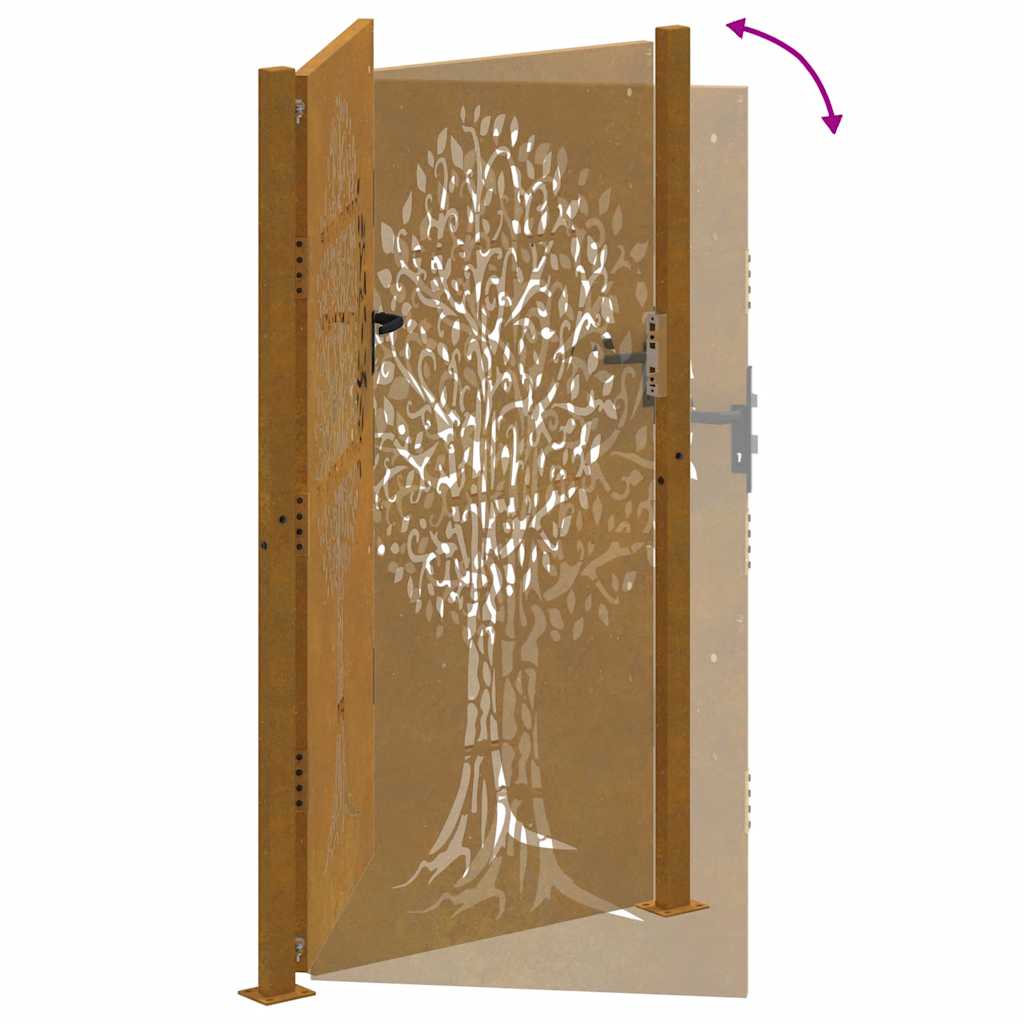 Vrtna vrata 100x175 cm Corten čelik Dizajn stabla