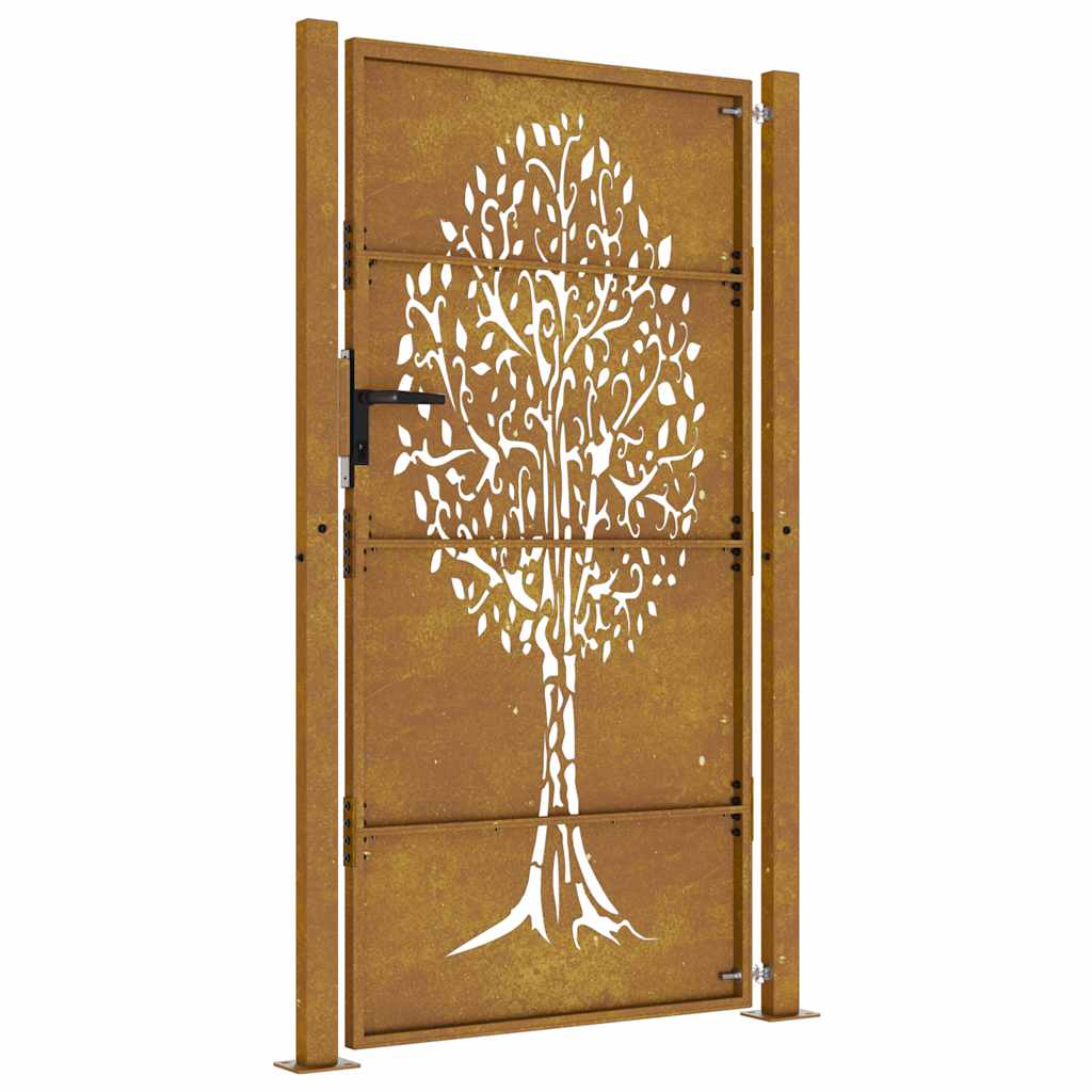 Vrtna vrata 100x200 cm Corten čelik Dizajn stabla