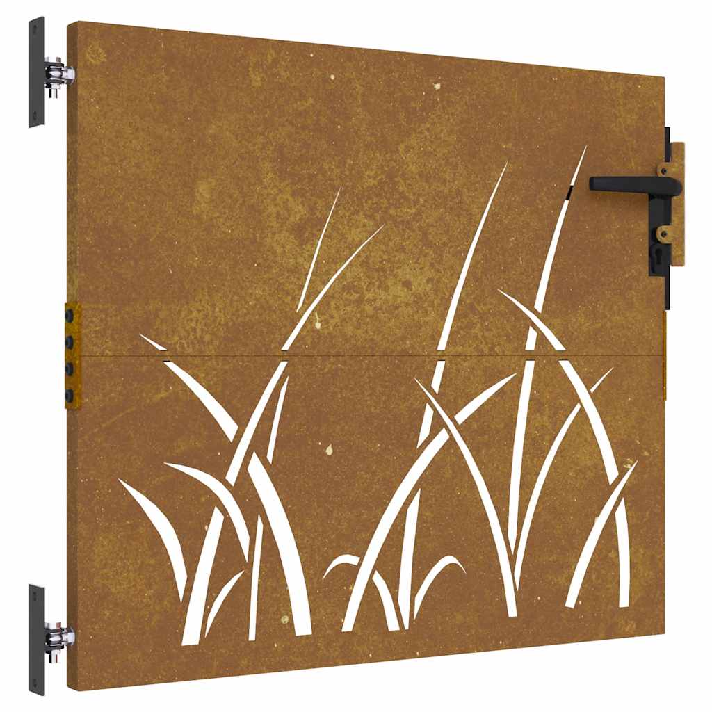 Vrtna vrata 85 x 75 cm od čelika COR-TEN s uzorkom trave