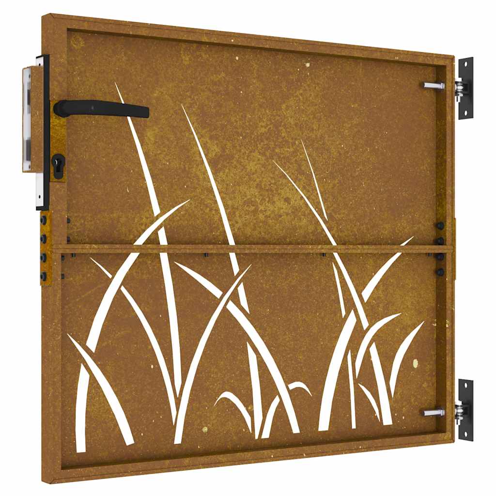 Vrtna vrata 85 x 75 cm od čelika COR-TEN s uzorkom trave