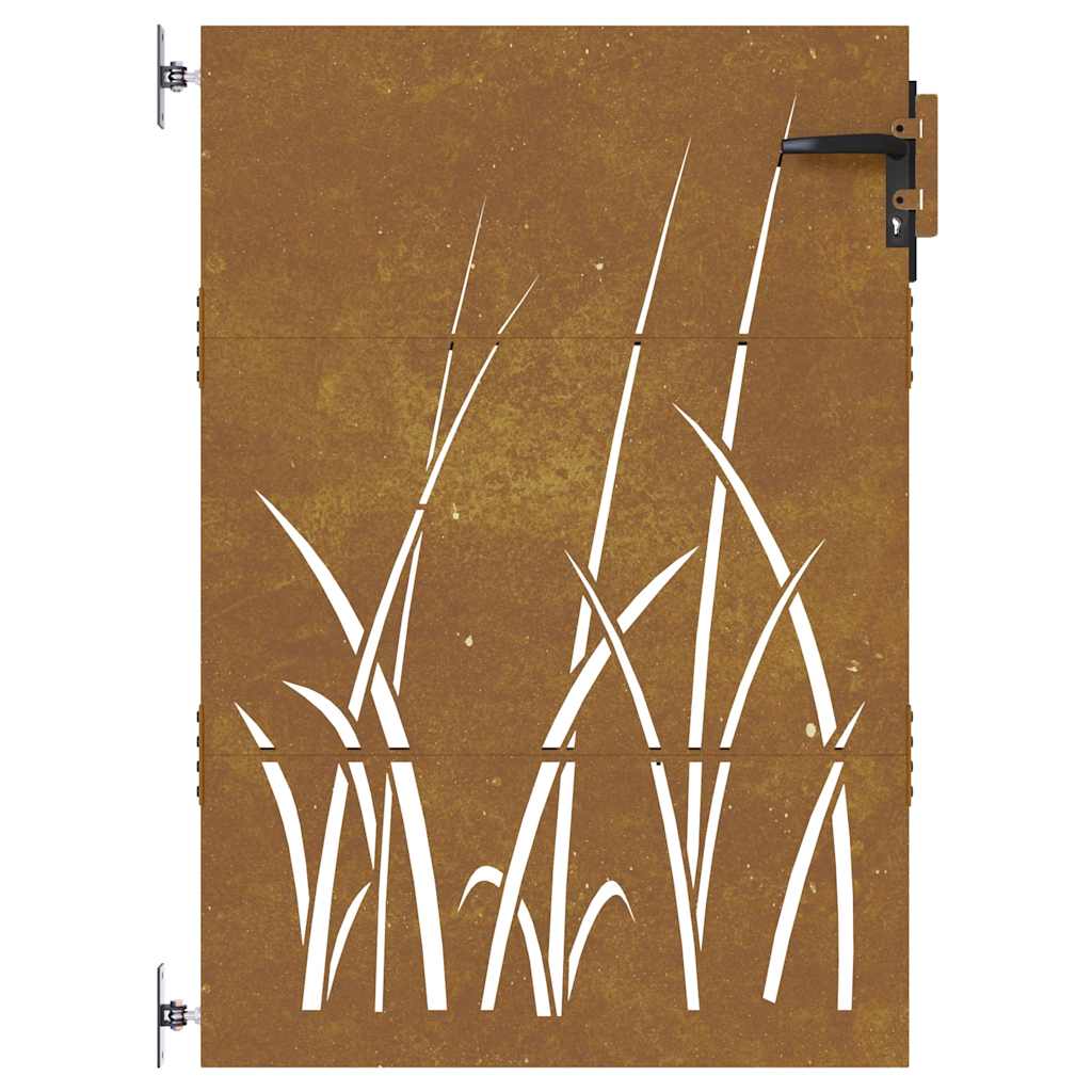 Vrtna vrata 85 x 150 cm od čelika COR-TEN s uzorkom trave