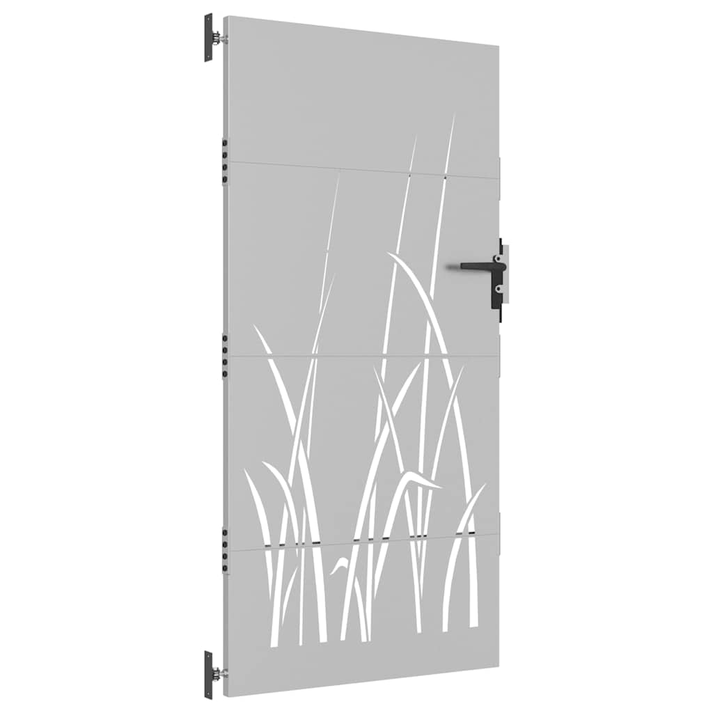 Vrtna vrata 85 x 175 cm od čelika COR-TEN s uzorkom trave
