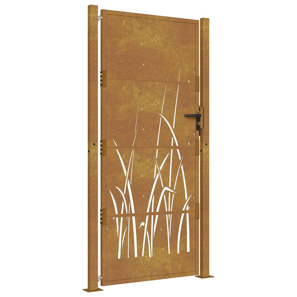 Vrtna vrata 100x175 cm od čelika COR-TEN s uzorkom trave