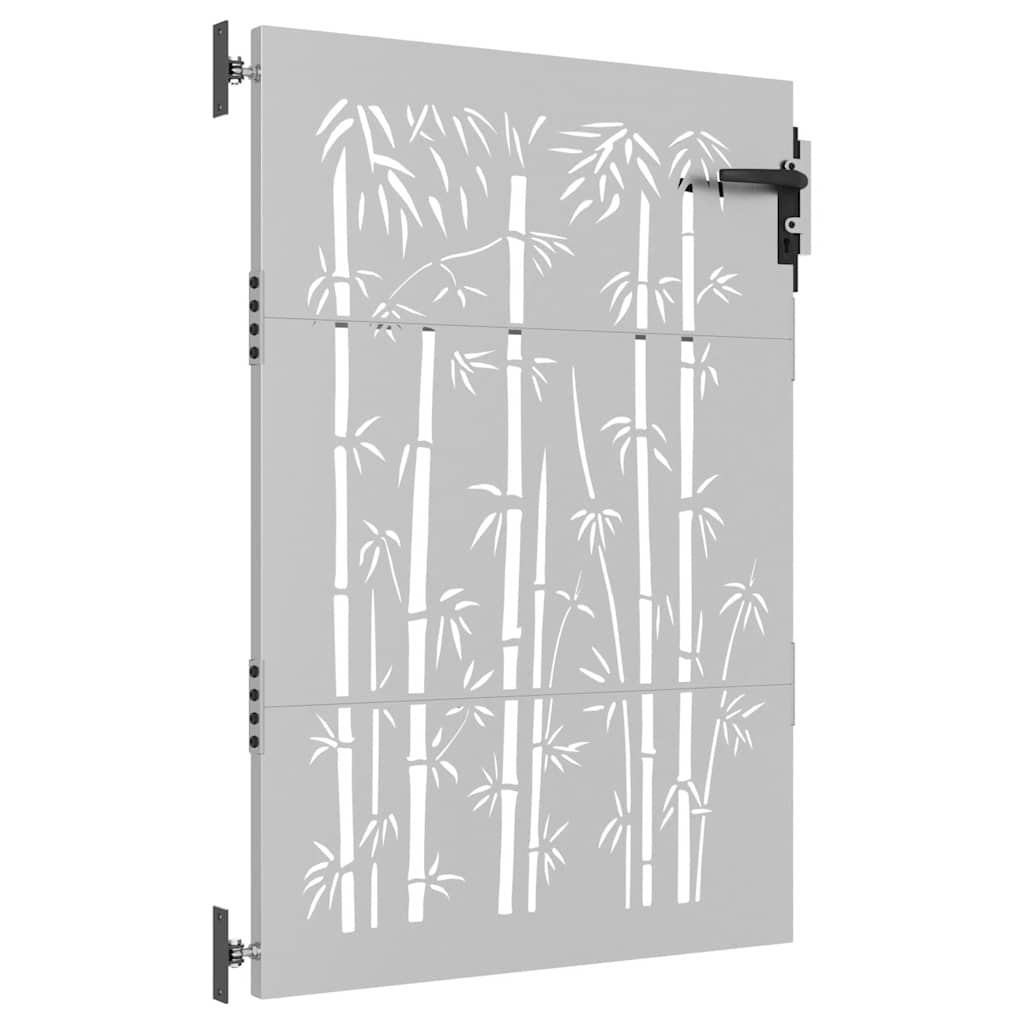 Vrtna vrata 85 x 125 cm od čelika COR-TEN s uzorkom bambusa