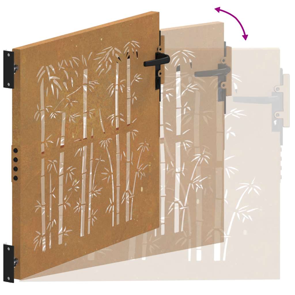Vrtna vrata 100x100 cm Corten čelik dizajn od bambusa