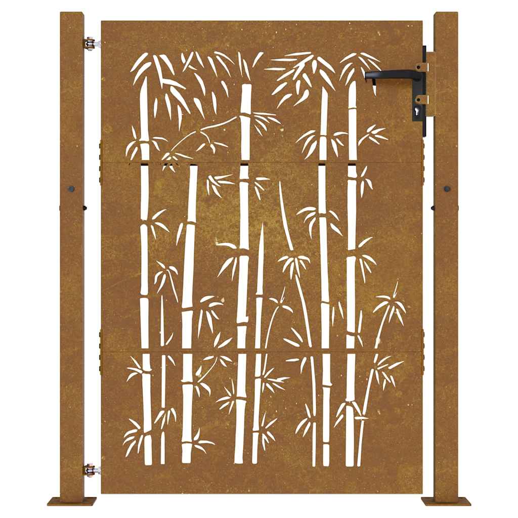 Vrtna vrata 100x125 cm Corten čelik dizajn od bambusa