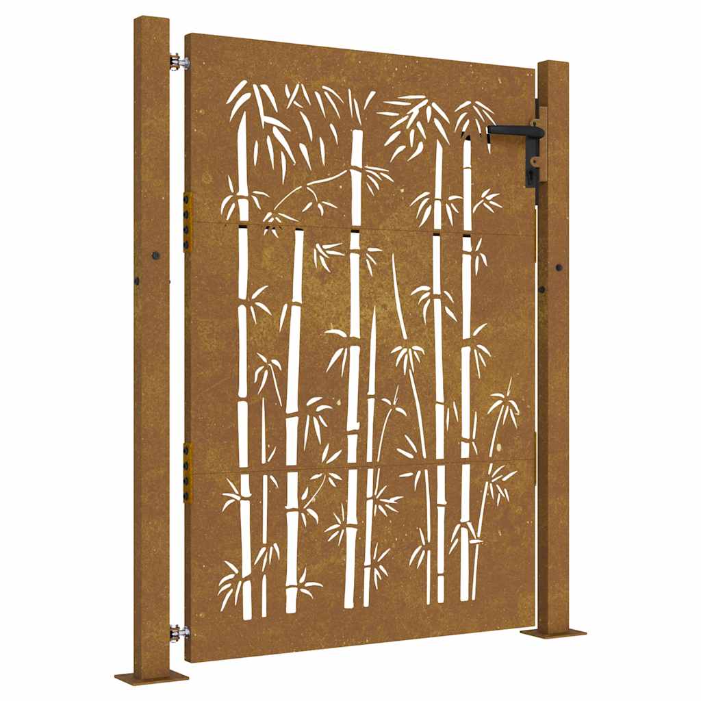 Vrtna vrata 100x150 cm Corten čelik dizajn od bambusa